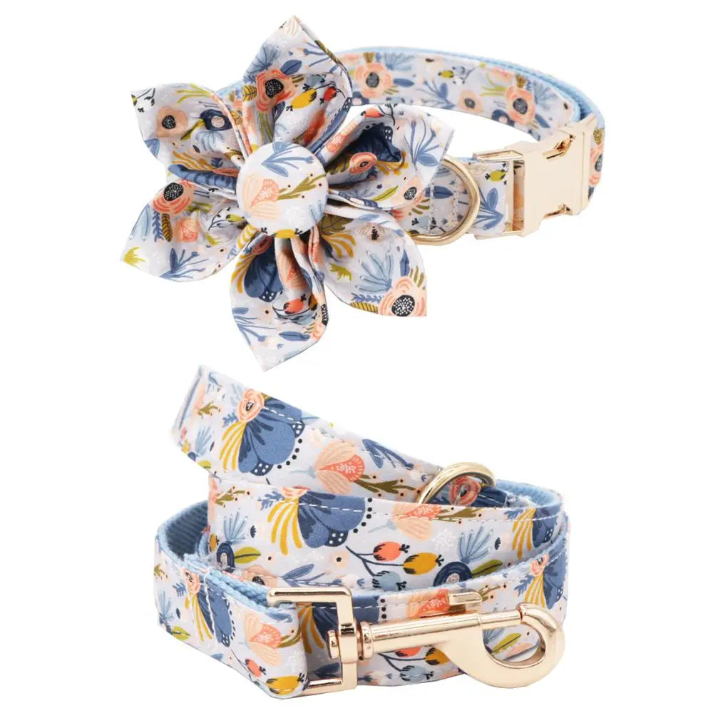Fabric Flower Collar And Leash