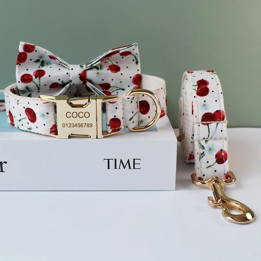 Cherry Dog Collar And Leash