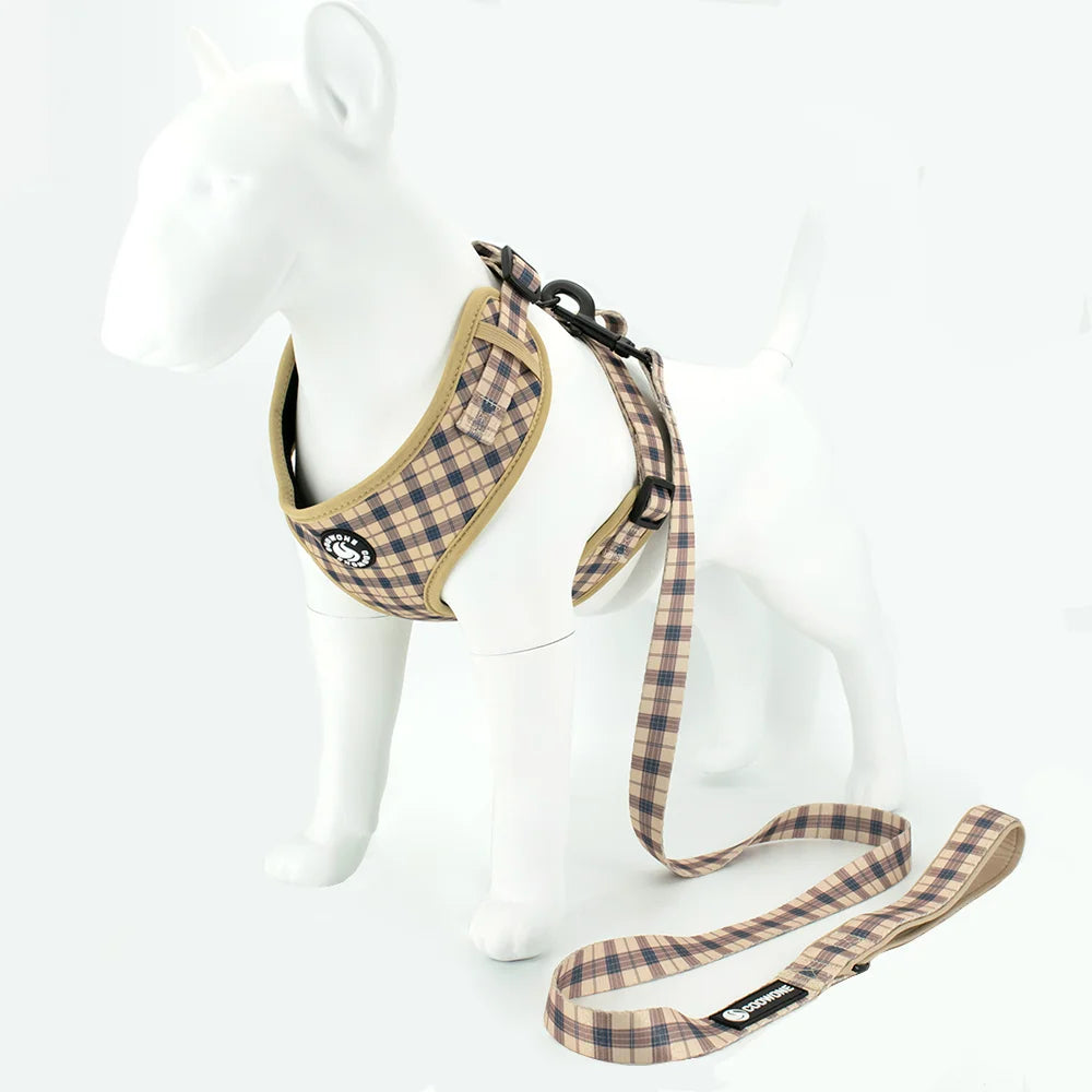Brown & Blue Plaid Harness Set