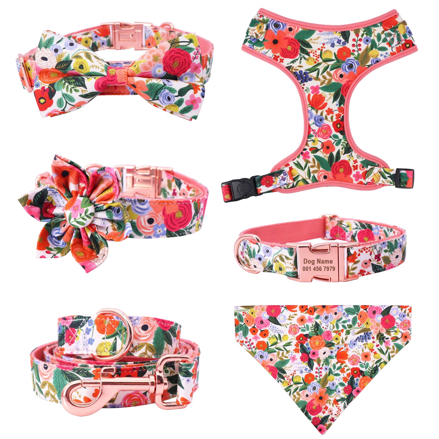 Floral Dog Harness Set