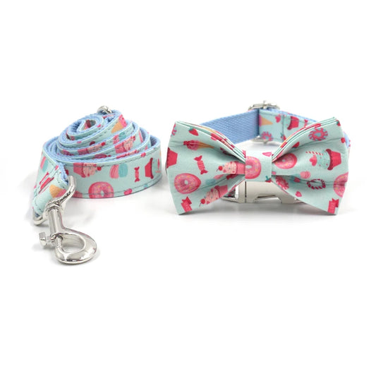 Donuts And Sweets Bow Collar And Leash