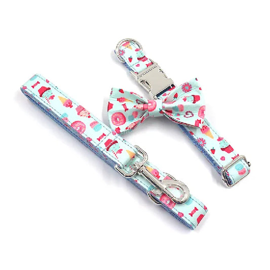 Donuts And Sweets Bow Collar And Leash