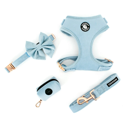 Blue Corduroy Harness Set