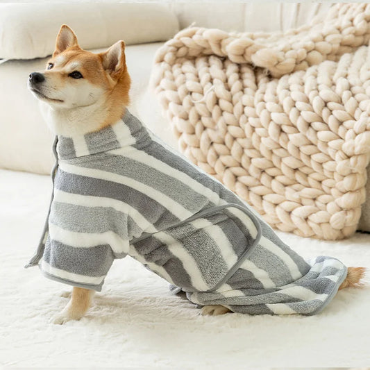 Stripey Dog Bathrobe