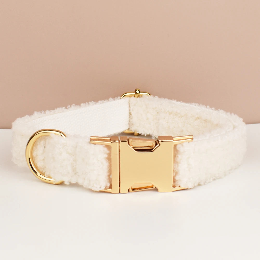 Cream Cashmere Dog Collar Set