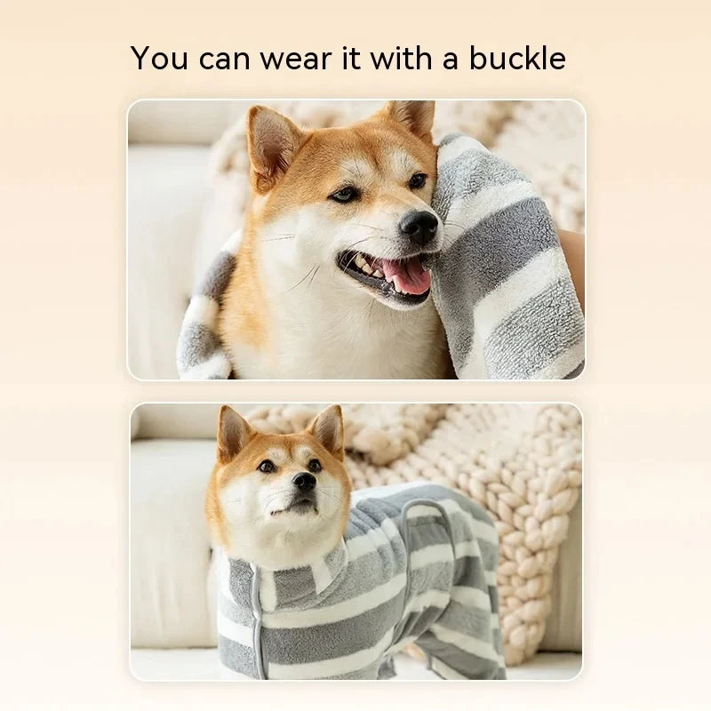 Stripey Dog Bathrobe