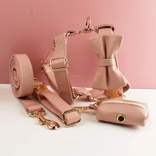Pink Leather Harness Set