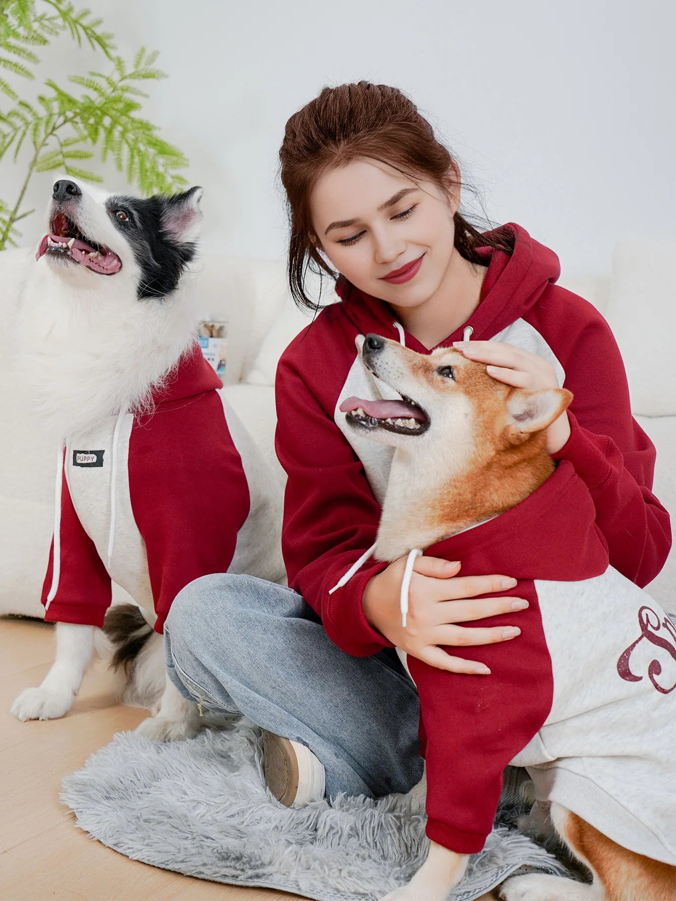 Red and Grey Dog & Owner Matching Set