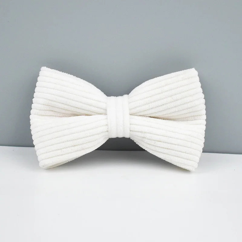 White Corduroy Dog Collar Set