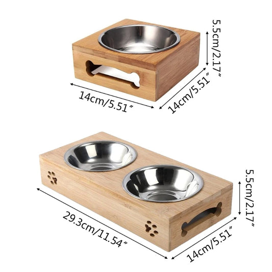Raised Bamboo Bowl Stand
