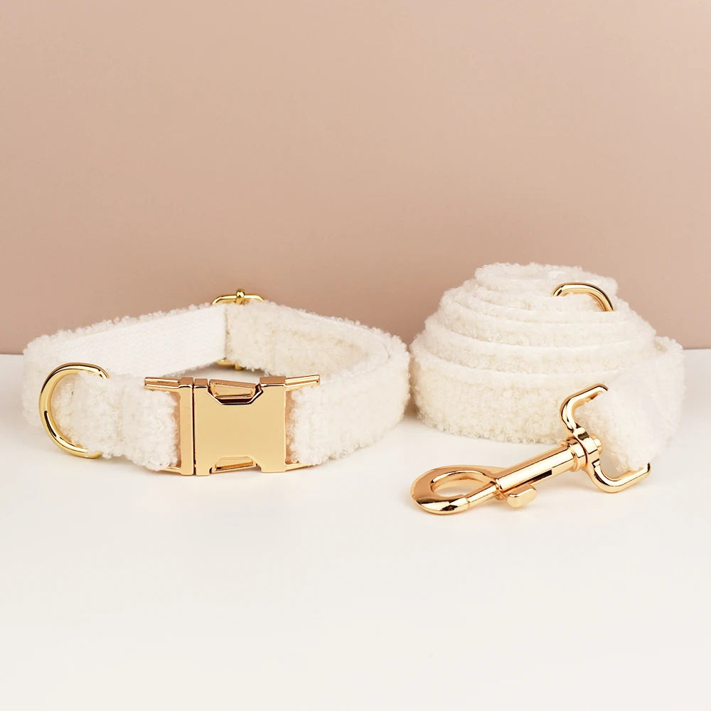 Cream Cashmere Dog Collar Set