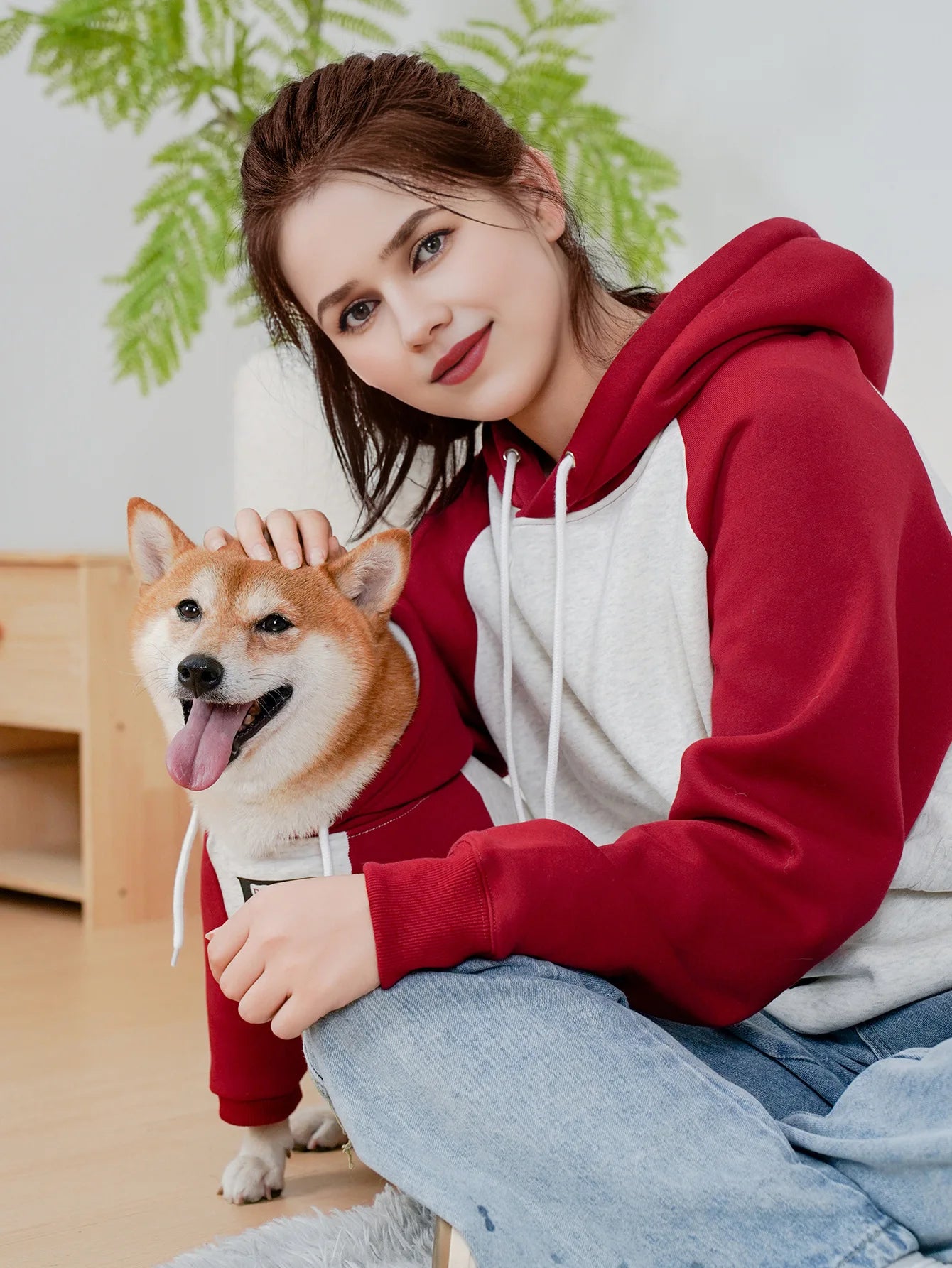 Red and Grey Dog & Owner Matching Set