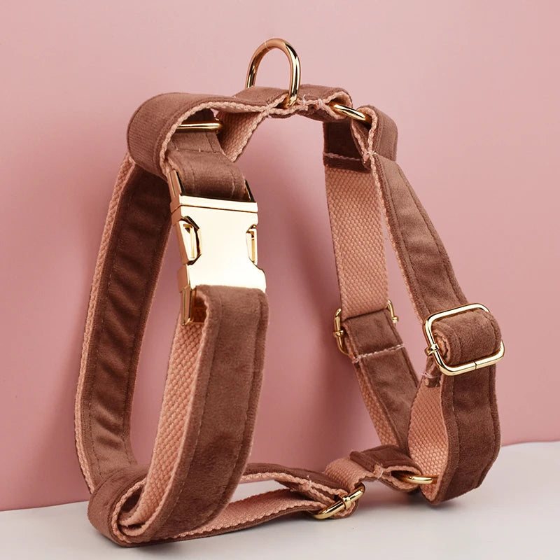 Pink Velvet Harness Set