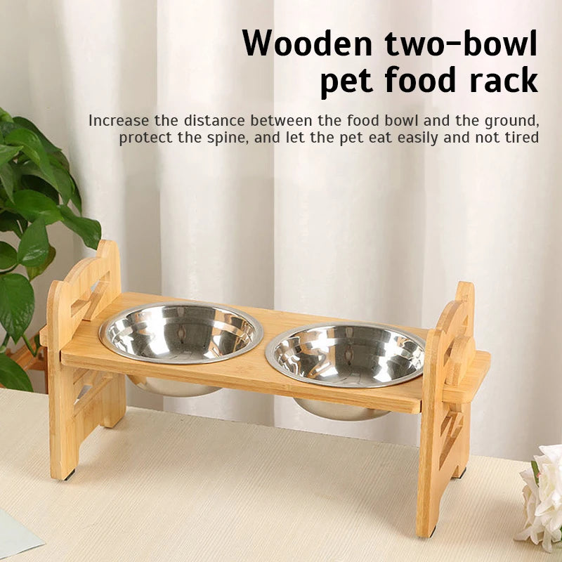 Elevated Bamboo Dog Bowls