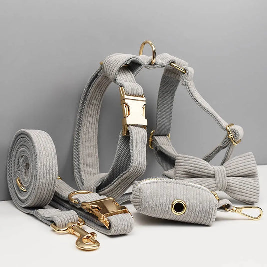 Light Grey Corduroy Harness Set