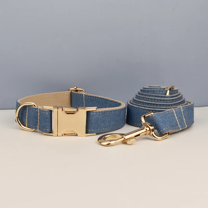 Denim Dog Collar Set