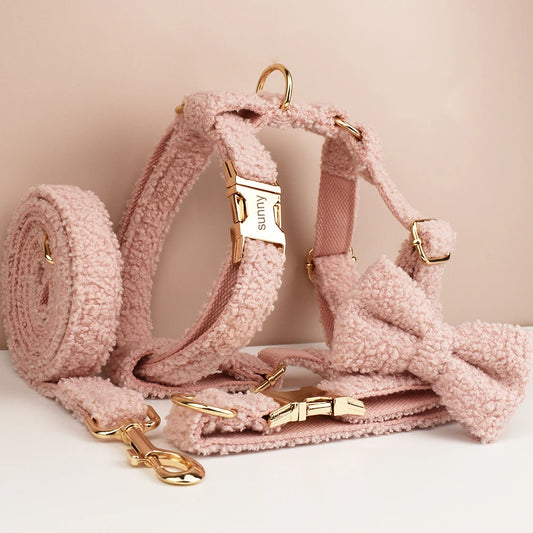 Pink Teddy Fabric Harness Set