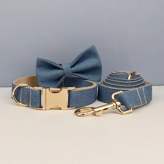 Denim Dog Collar Set