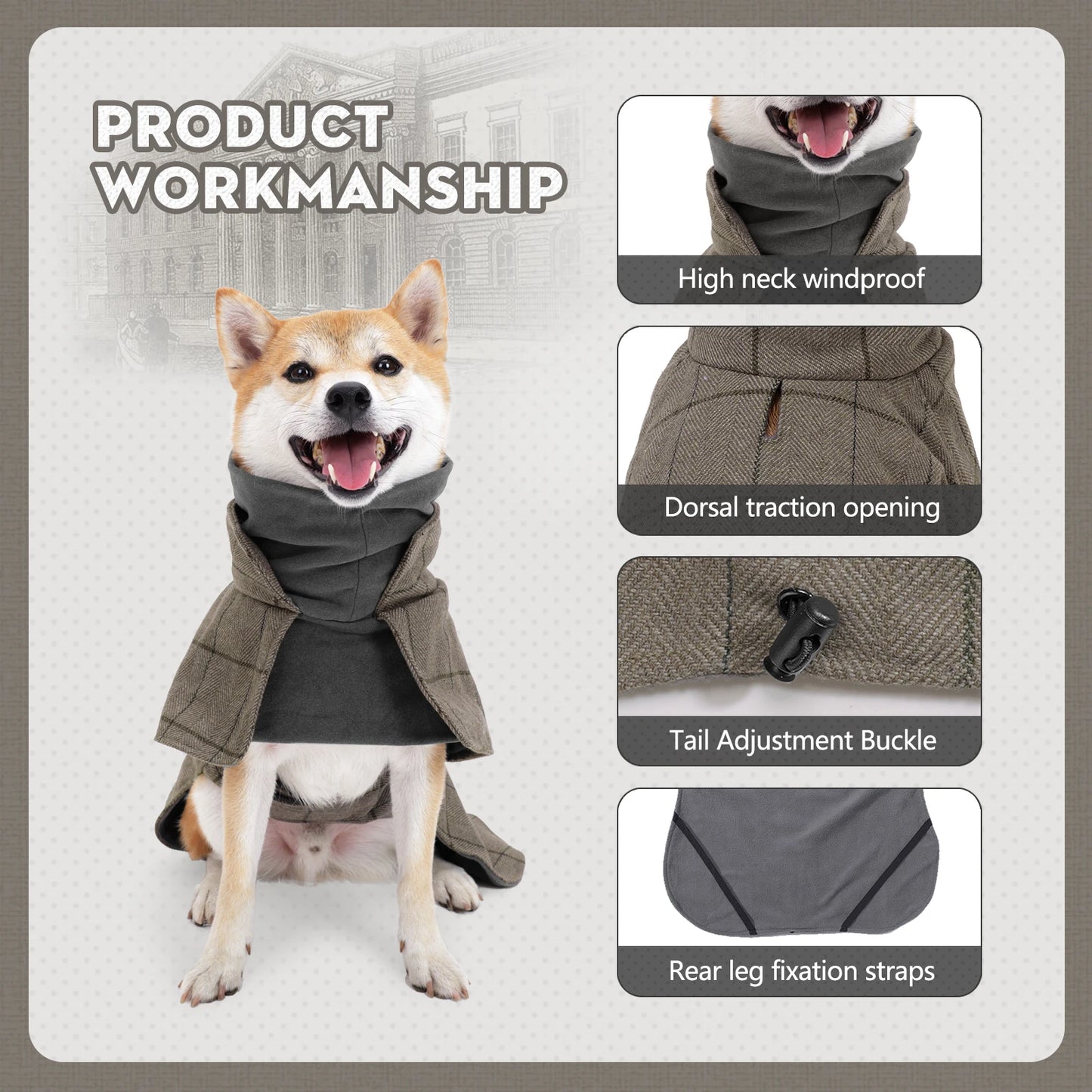 Windproof Plaid Dog Jacket