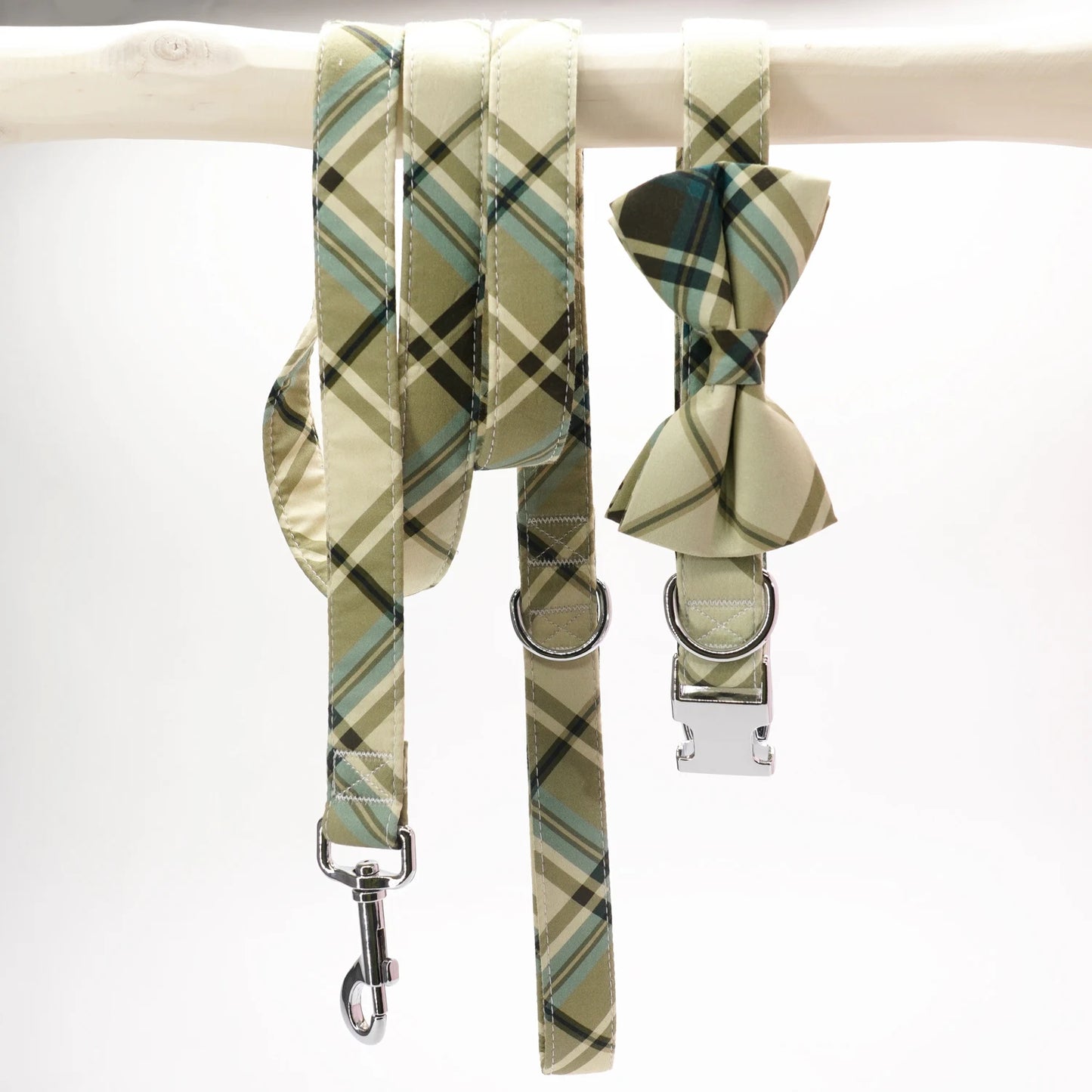 Green And Cream Plaid Harness Set