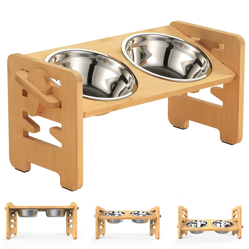 Elevated Bamboo Dog Bowls