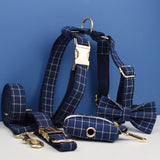 Dark Blue Chequered Harness Set