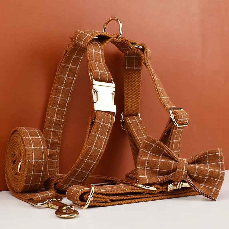 Brown Chequered Harness Set
