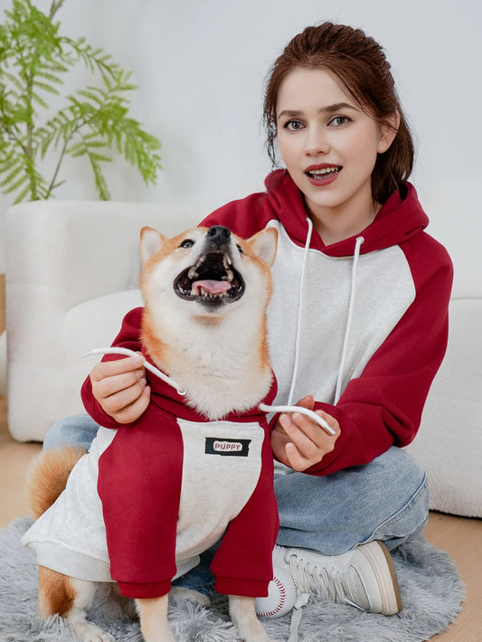 Red and Grey Dog & Owner Matching Set