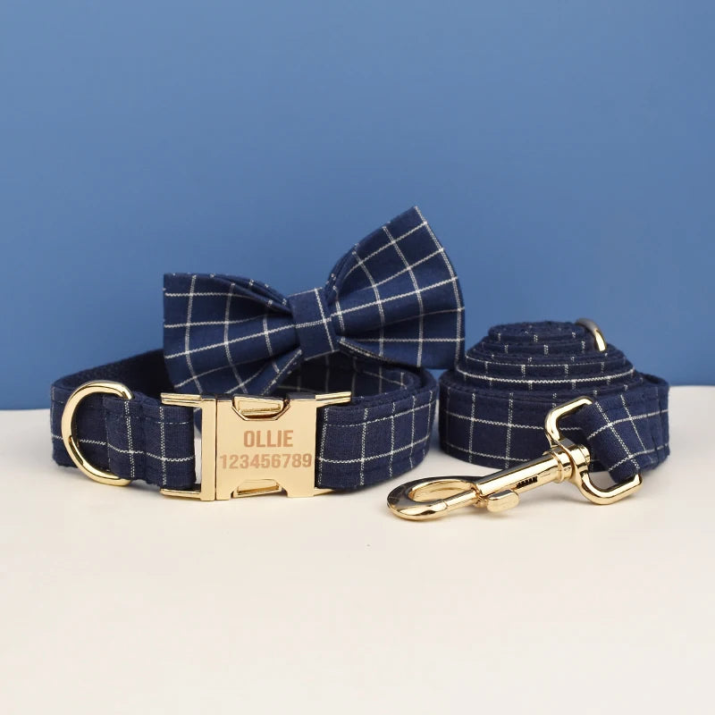 Dark Blue Chequered Harness Set