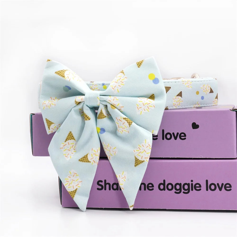 Hundreds And Thousands Ice Cream Dog Collar And Bow