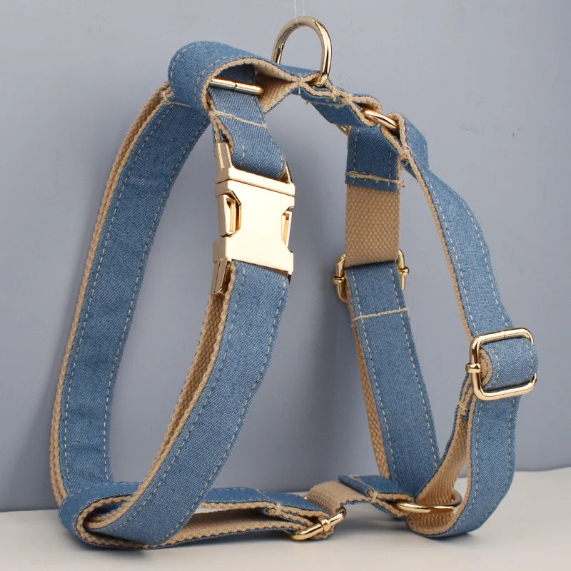 Denim Dog Collar Set