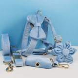 Blue Velvet Dog Collar Set