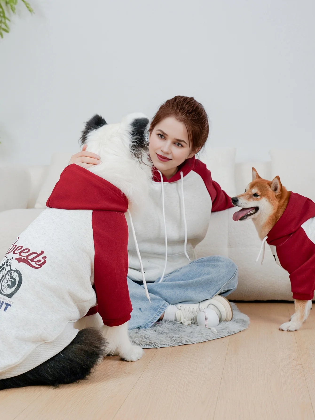 Red and Grey Dog & Owner Matching Set