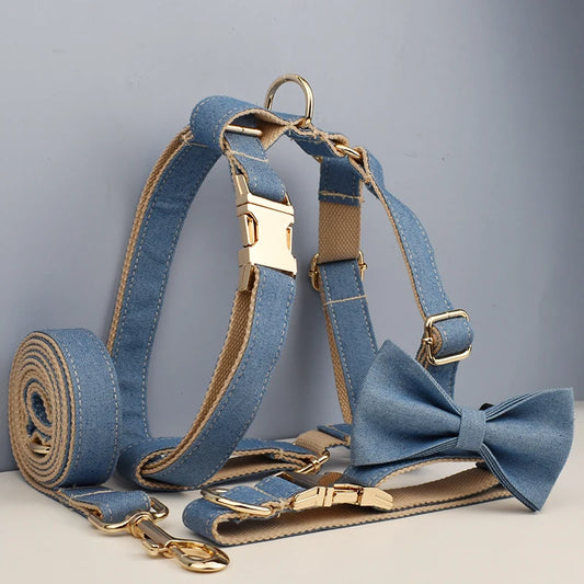 Denim Dog Collar Set