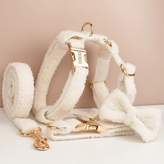 Cream Cashmere Dog Collar Set