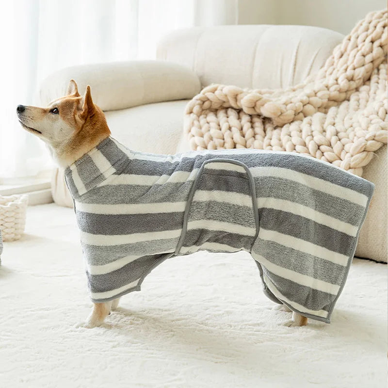 Stripey Dog Bathrobe
