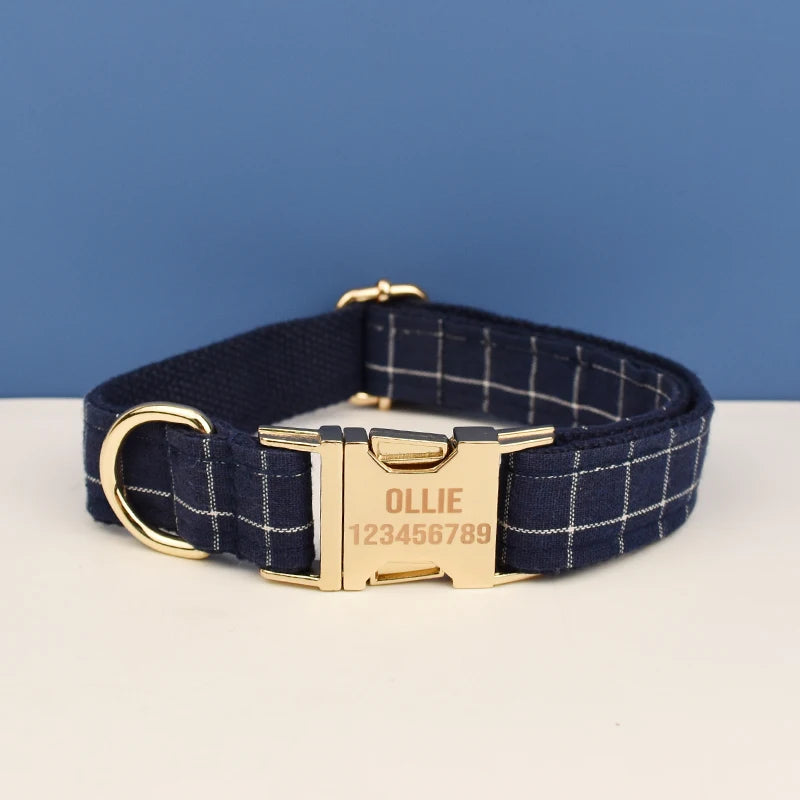 Dark Blue Chequered Harness Set