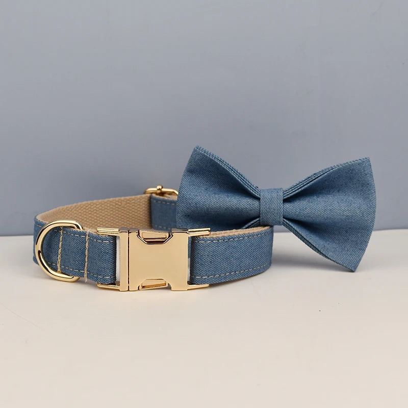 Denim Dog Collar Set