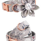 Grey Floral Bow Collar And Leash