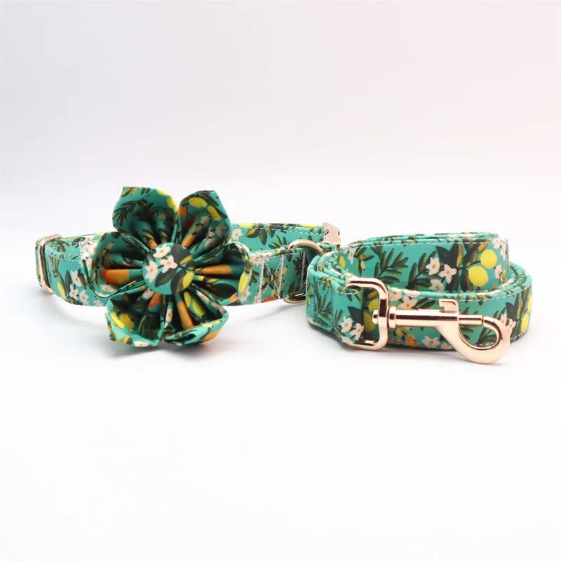 Floral Lemon Dog Harness Set