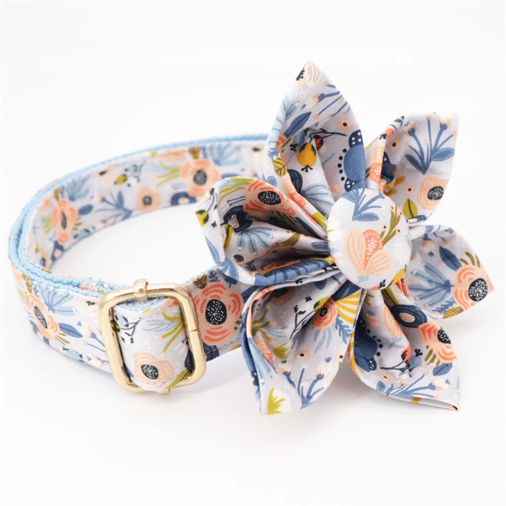 Fabric Flower Collar And Leash