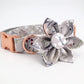 Grey Floral Bow Collar And Leash