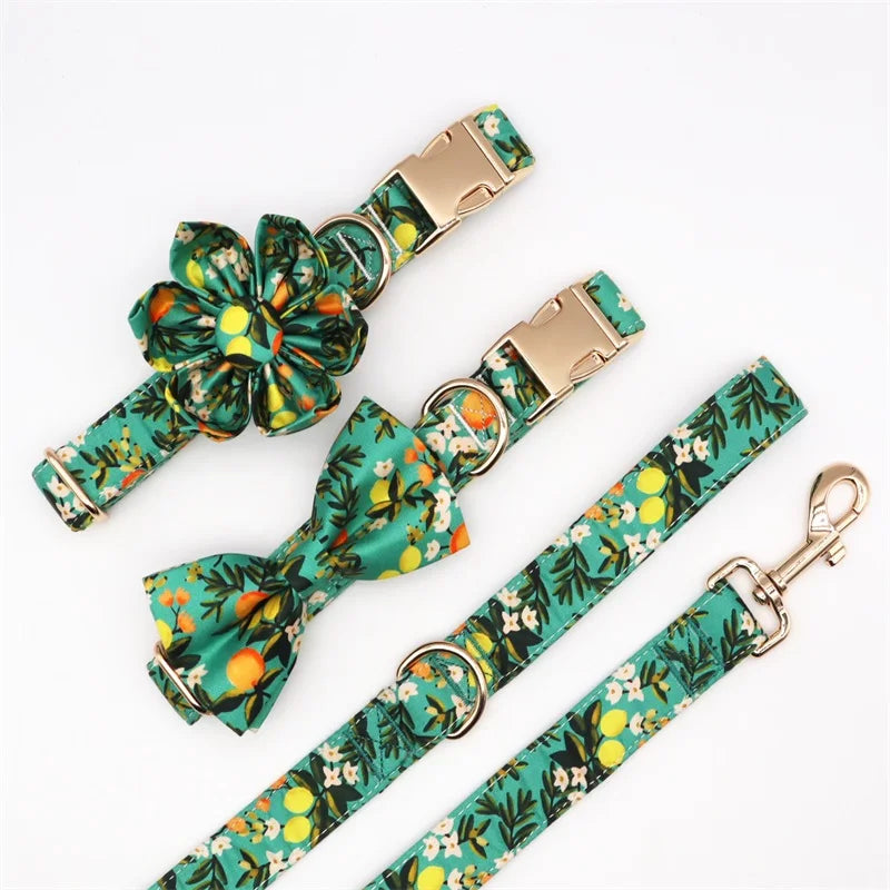 Floral Lemon Dog Harness Set