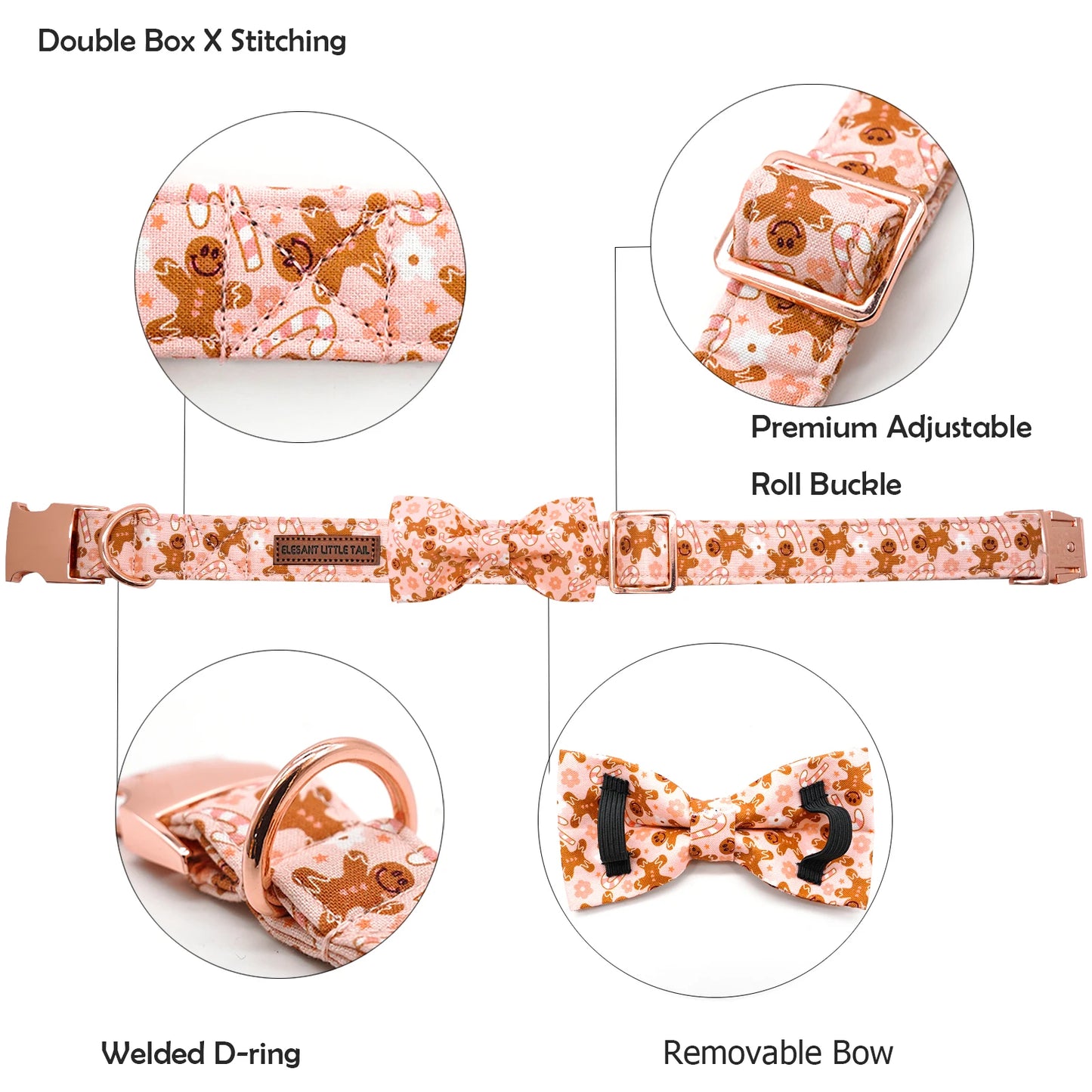 Gingerbread Collar Bow And Leash