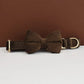 Dark Brown Velvet Dog Collar Set